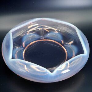 Vintage Duncan Miller Pink Opalescent Glass Canterbury Petal Dish Art Deco MCM